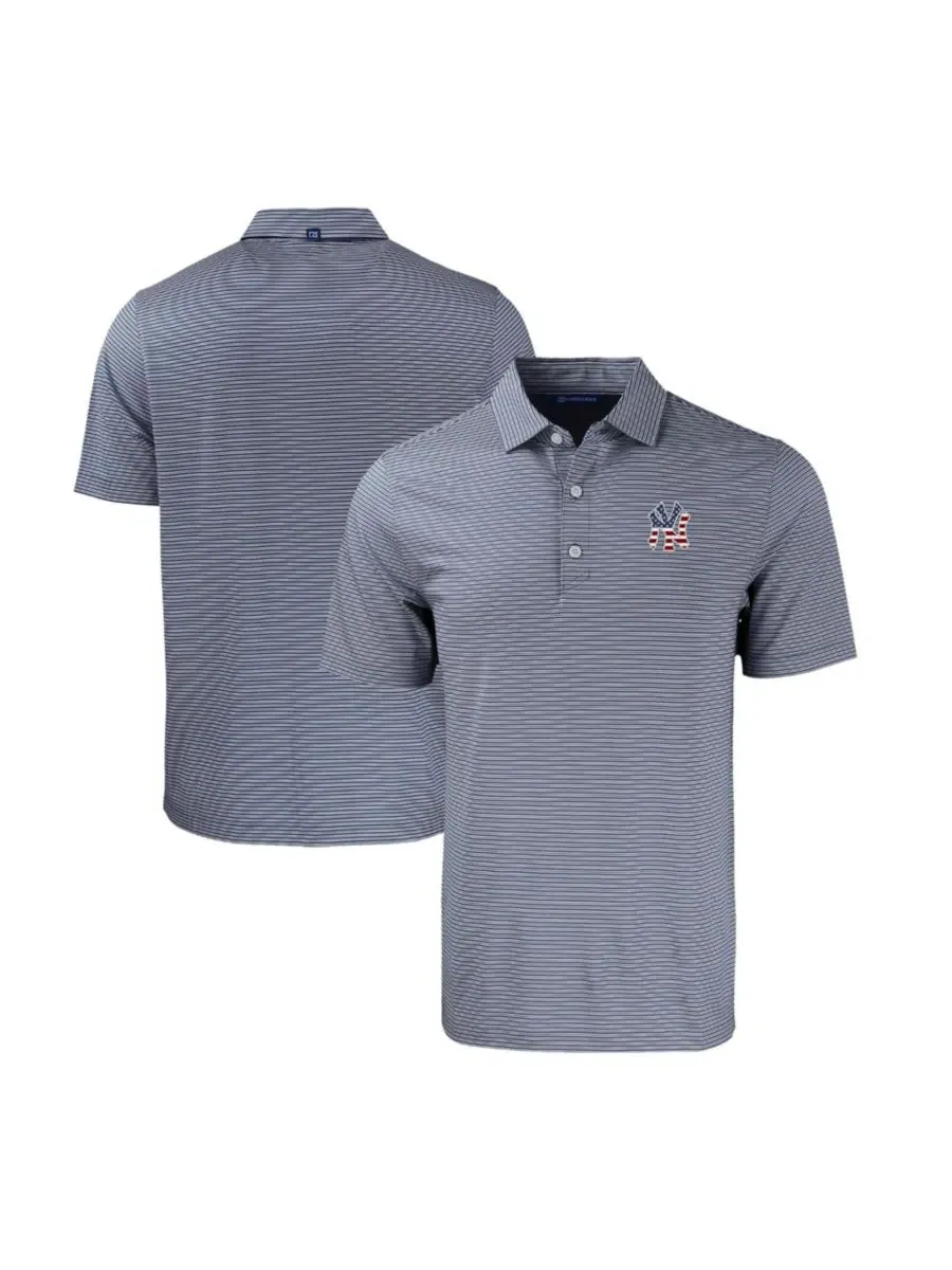 Мужское поло-рубашка с принтом Stars Stripes Forge Eco Double Stripe Stretch Cutter & Buck