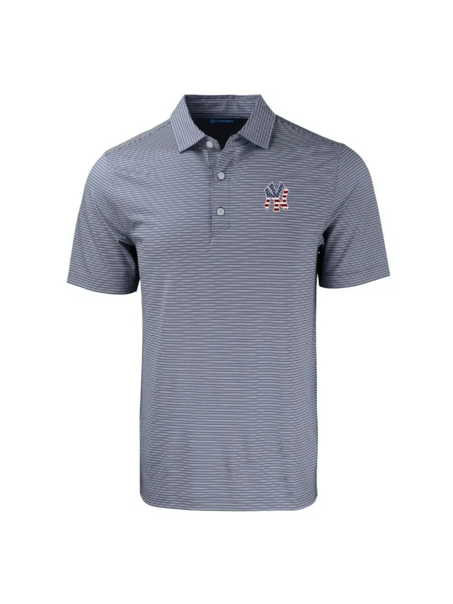 Мужское поло-рубашка с принтом Stars Stripes Forge Eco Double Stripe Stretch Cutter & Buck — изображение 2 из 3