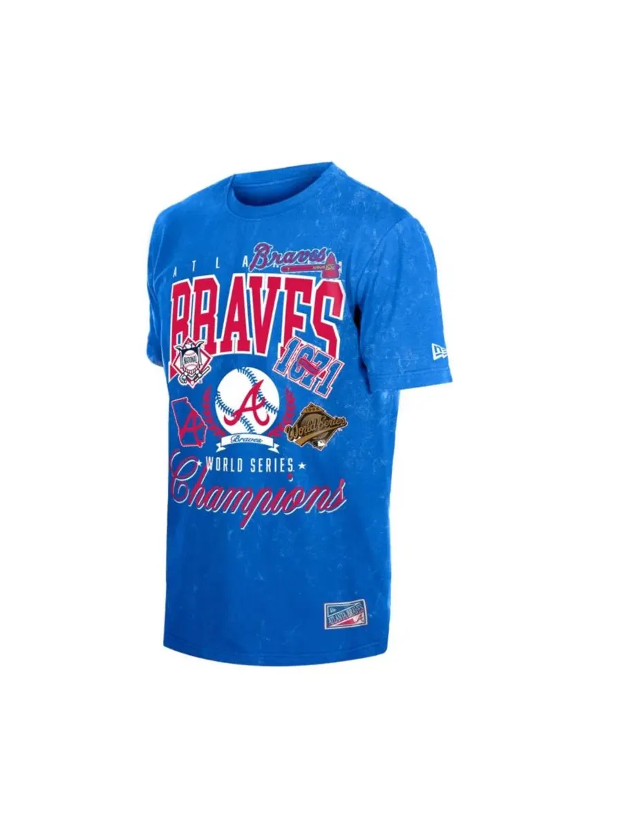 Футболка с принтом Atlanta Braves Mineral Wash New Era — изображение 3 из 4, королевский