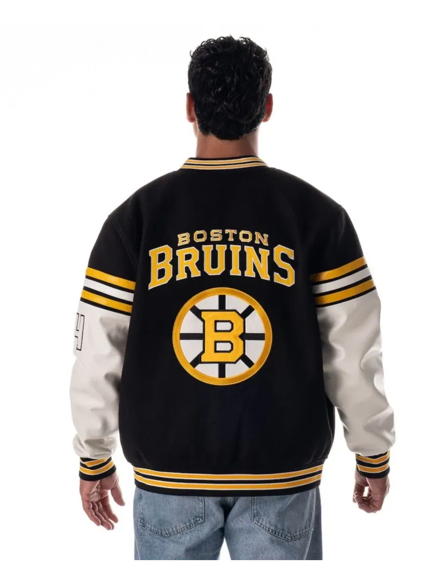 Варсити-куртка на полной застежке-молнии с принтом Boston Bruins The Wild Collective — изображение 2 из 2, черный