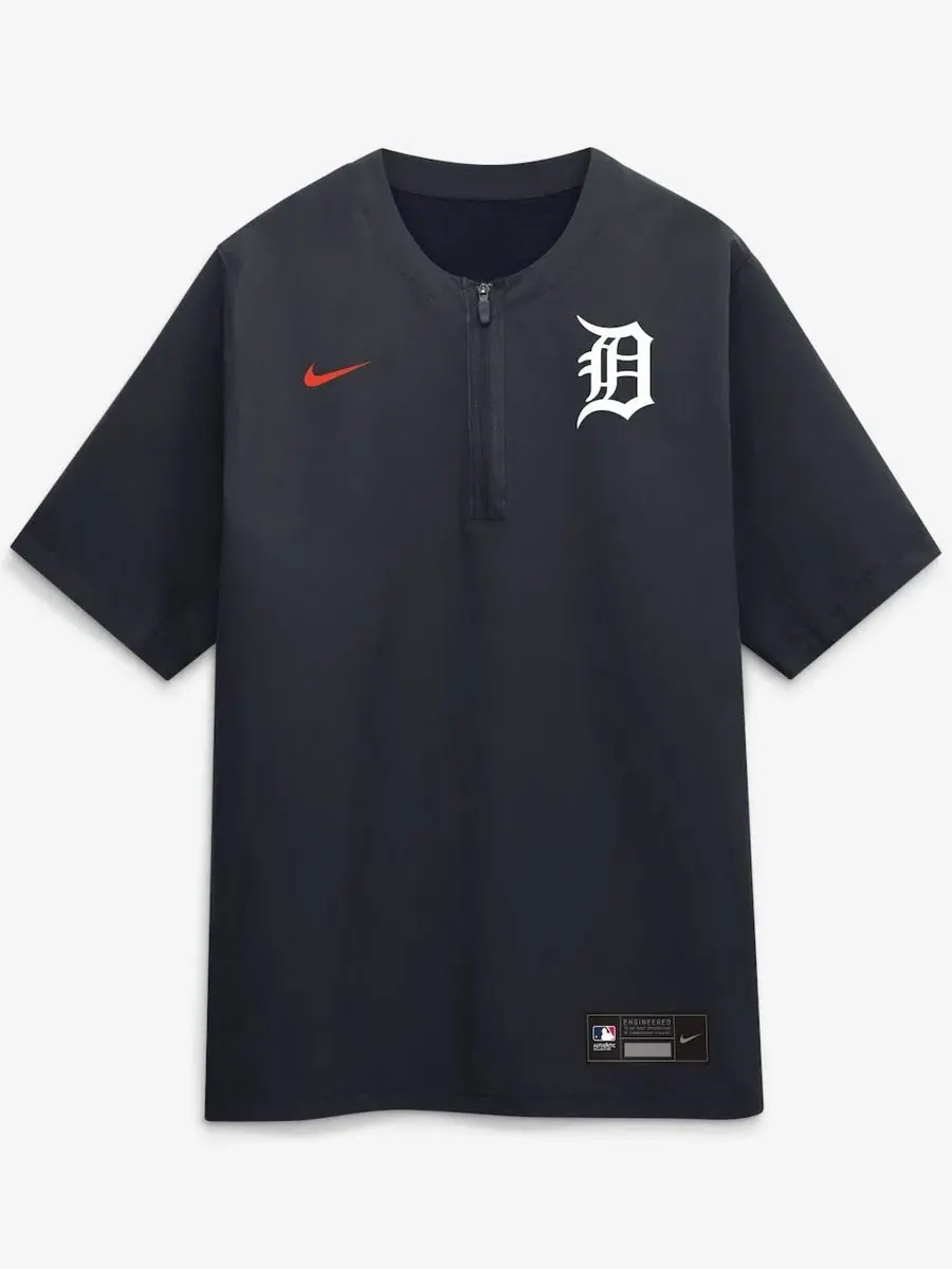 Ветровка-поло с четверть-молнией Dri-FIT Detroit Tigers Nike — изображение 2 из 5, темно-синий
