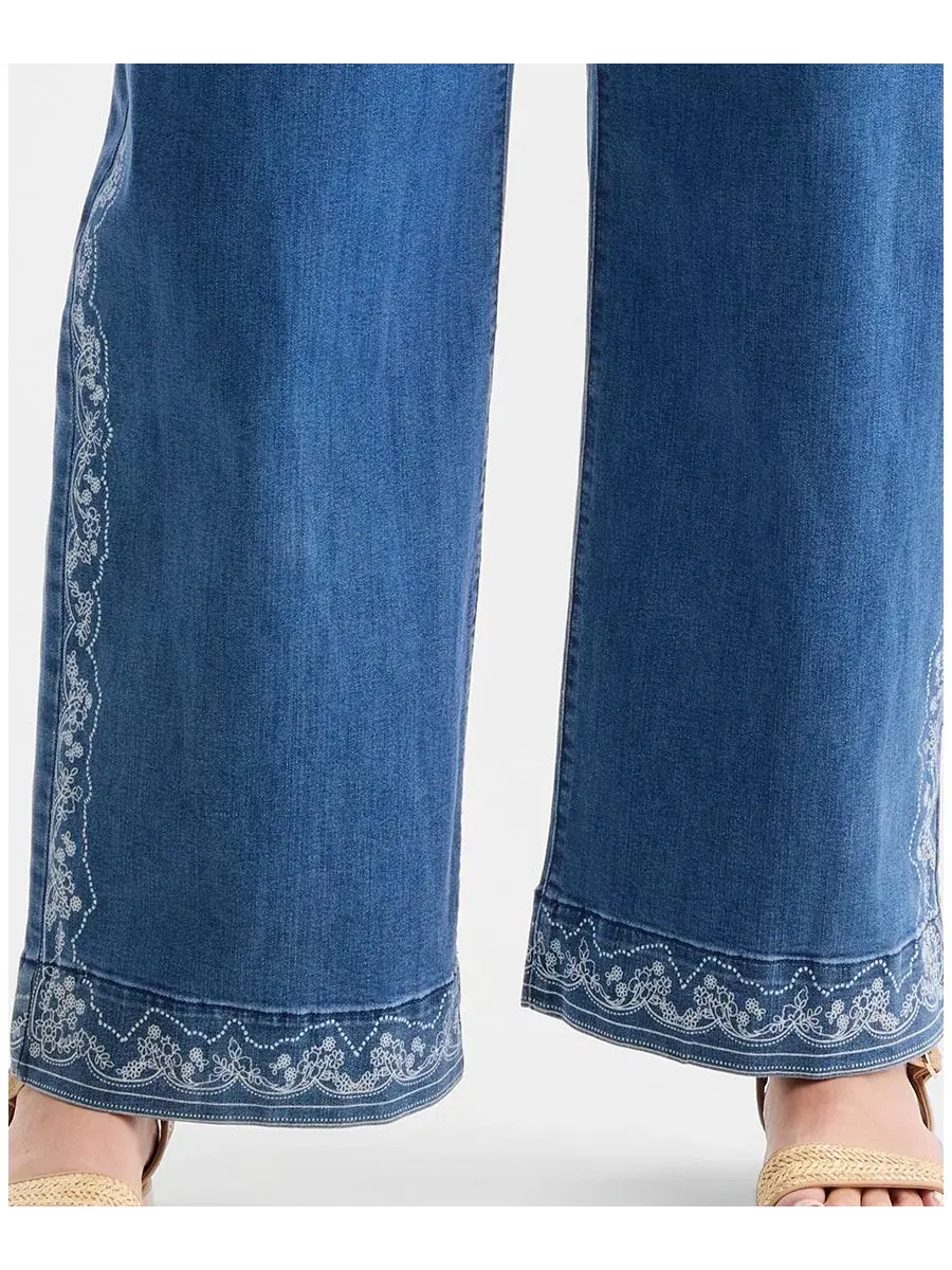 Джинсы широкие с высокой посадкой, с принтом Style & Co, Sahara Wash — изображение 6 из 7