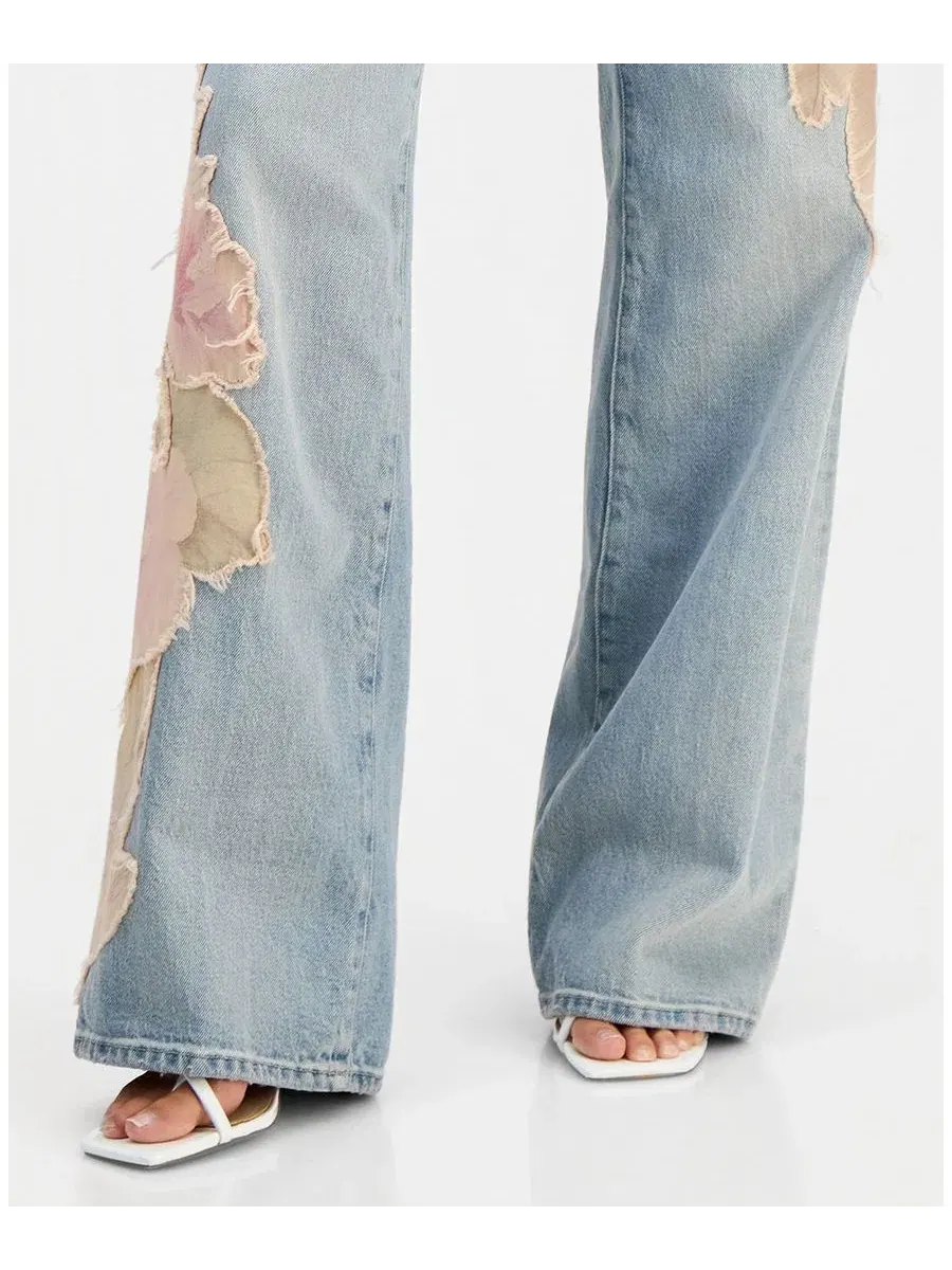 Джинсы с цветочными аппликациями Rey Floral Appliqué GUESS, Winslow Wash — изображение 4 из 9