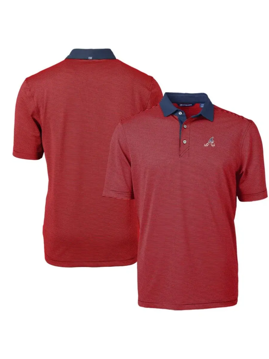 Поло с вышивкой Americana Logo Virtue Eco Pique Stripe Cutter & Buck