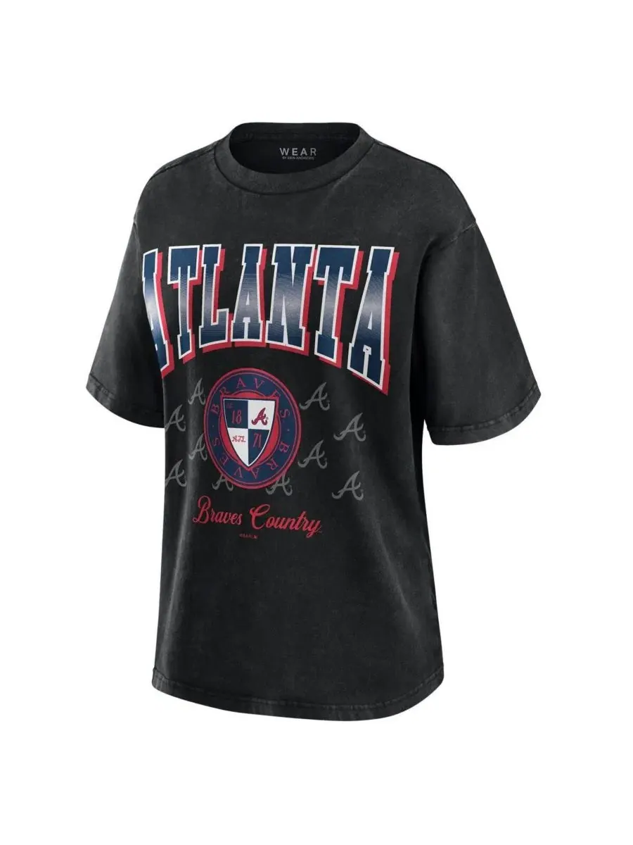 Футболка оверсайз с принтом команды Atlanta Braves, WEAR by Erin Andrews — изображение 2 из 3, черный