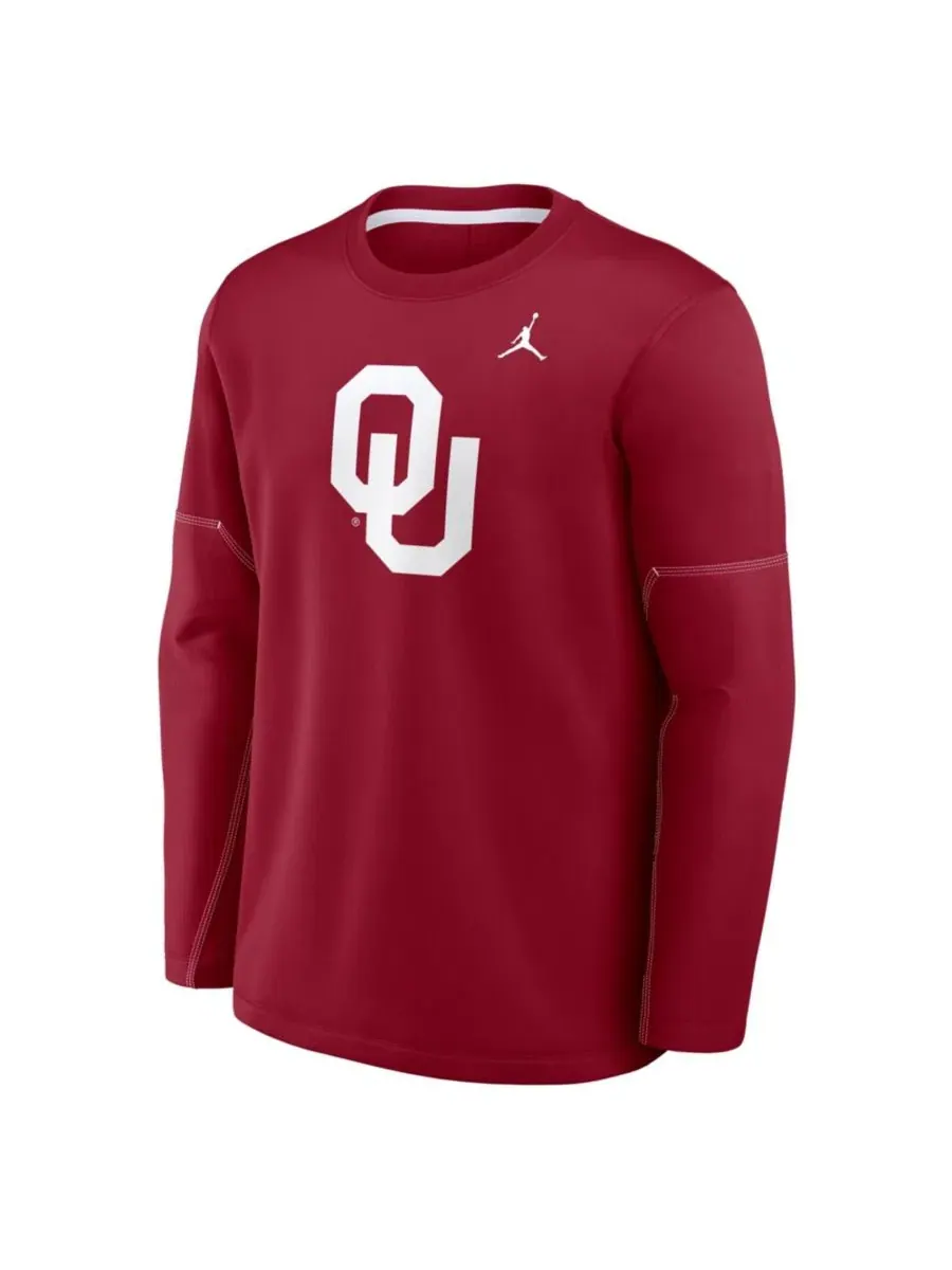 Лонгслив с длинным рукавом Oklahoma Sooners 2026 Sideline Coaches Therma-FIT Jordan — изображение 2 из 3, белый