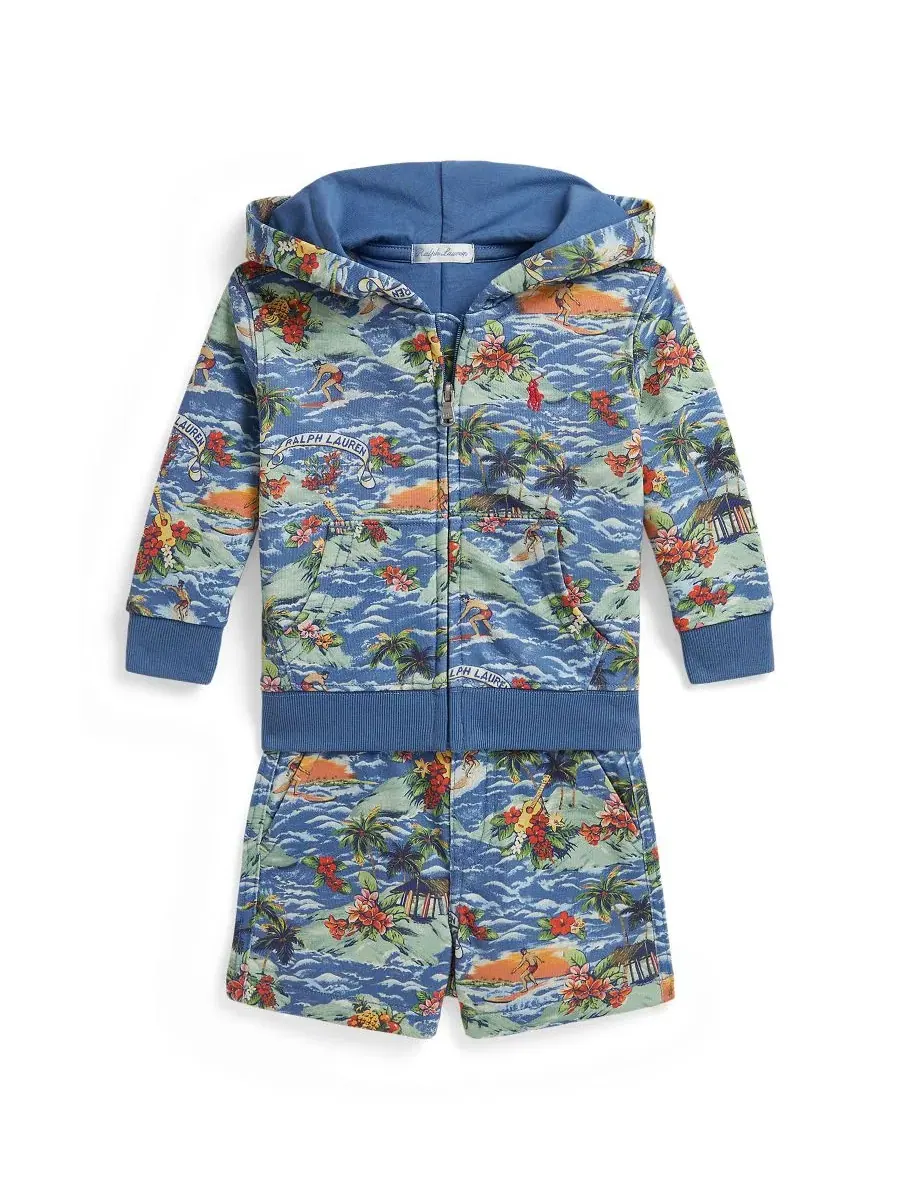 Комплект худи и шорт с тропическим принтом Polo Ralph Lauren, RL Surf Club