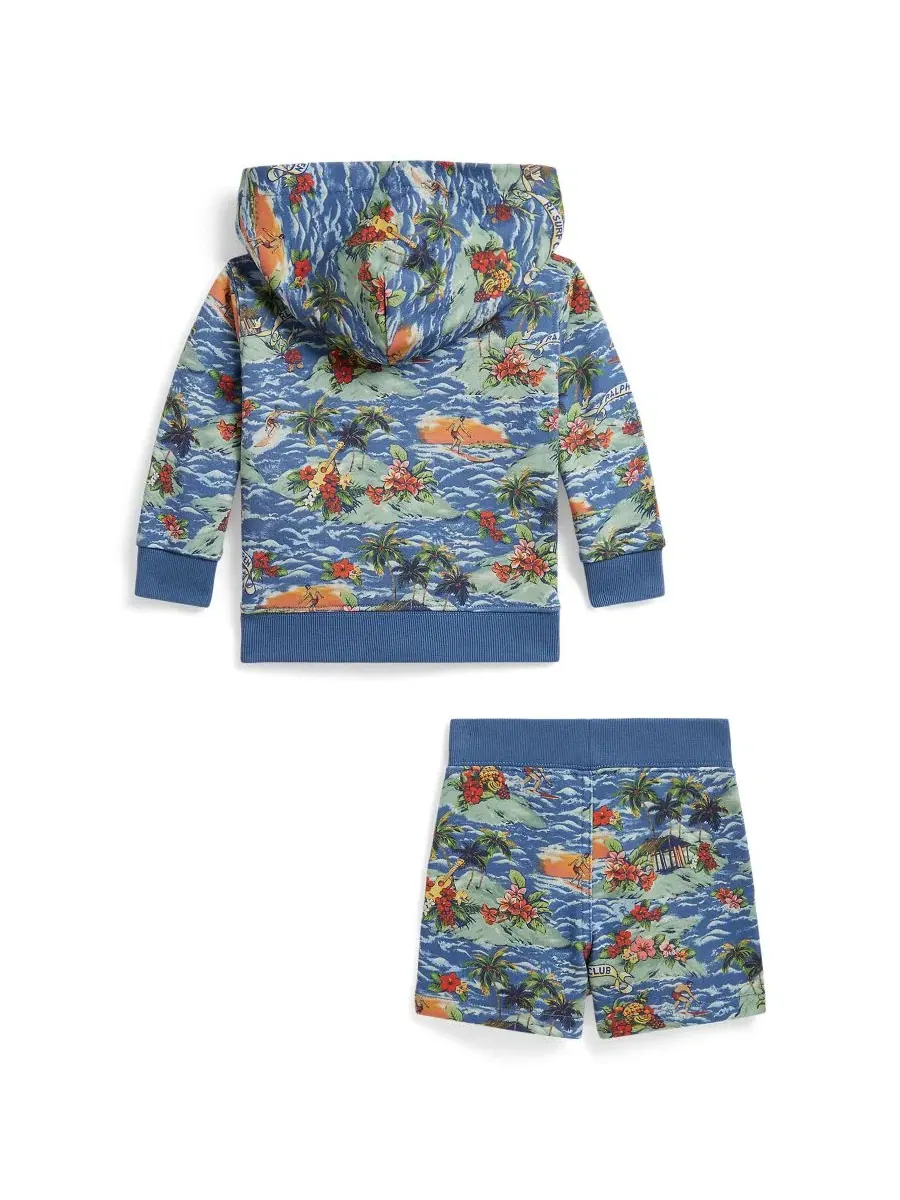 Комплект худи и шорт с тропическим принтом Polo Ralph Lauren, RL Surf Club — изображение 2 из 3
