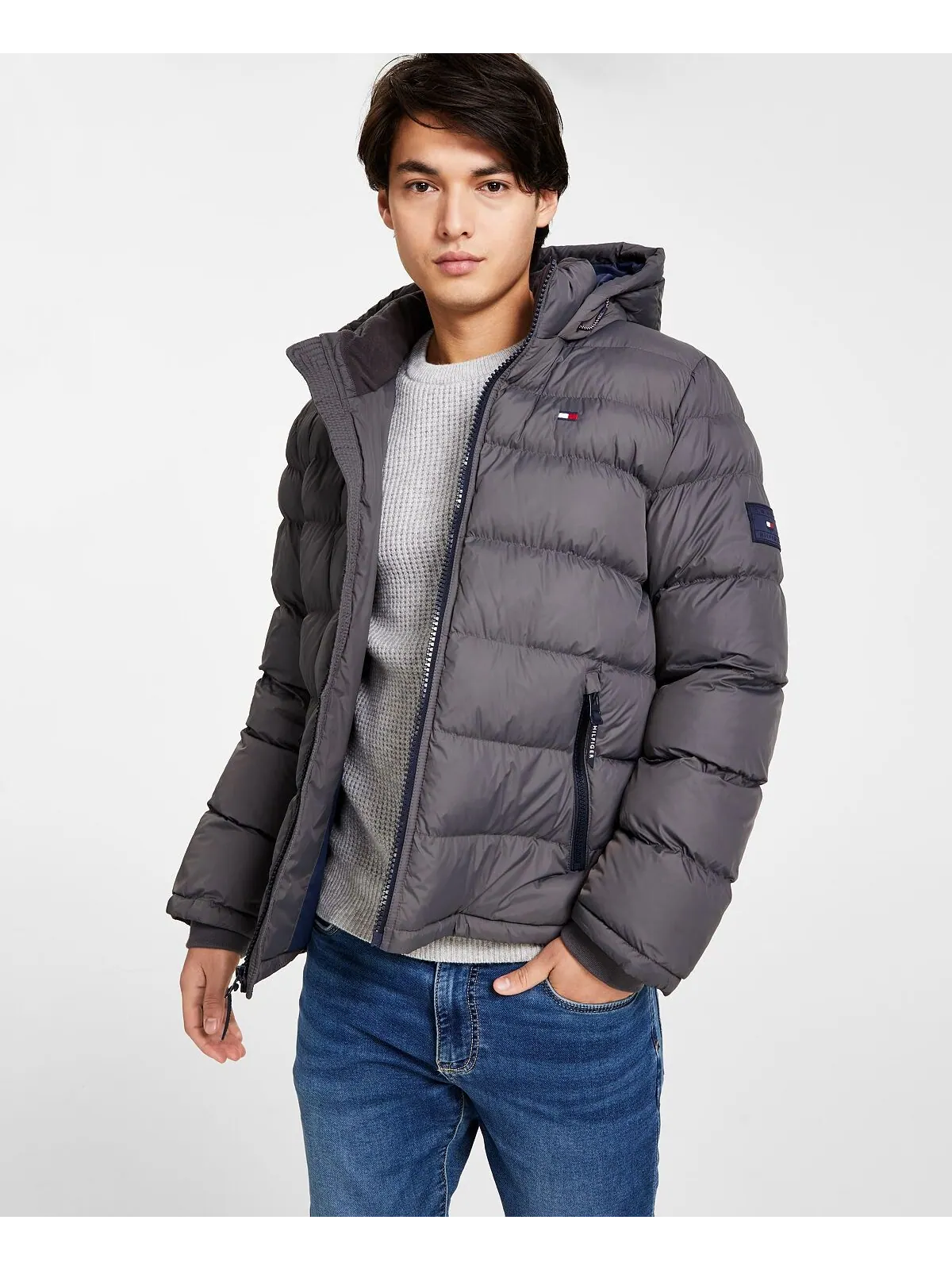 Мужской стеганый пуховик Tommy Hilfiger — изображение 2 из 5, темно-серый