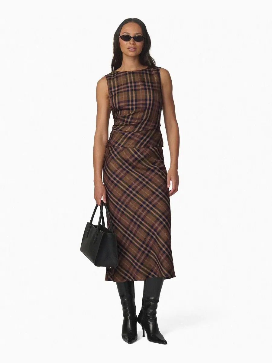 Юбка-миди с принтом The Ines Joe's Jeans, Camel Plaid — 2