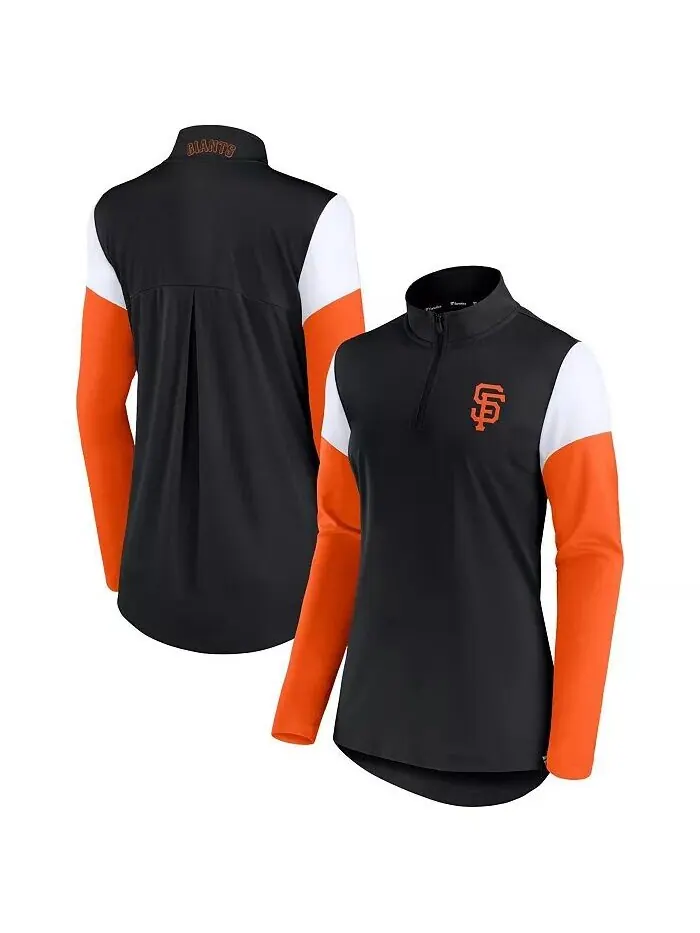 Женская черно-оранжевая флисовая куртка San Francisco Giants с молнией на четверть Fanatics