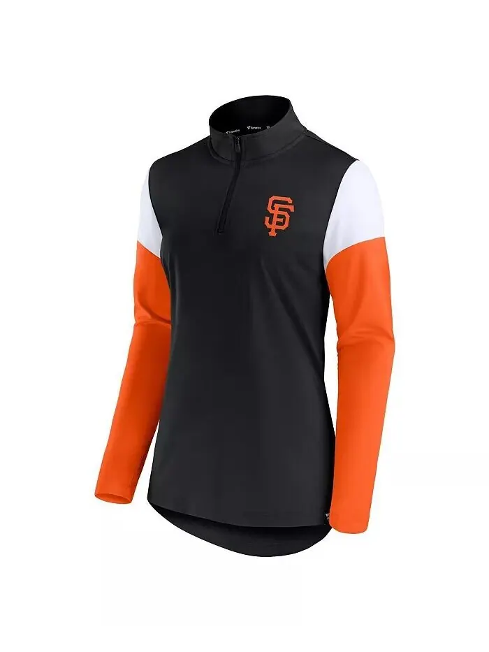Женская черно-оранжевая флисовая куртка San Francisco Giants с молнией на четверть Fanatics — изображение 2 из 3