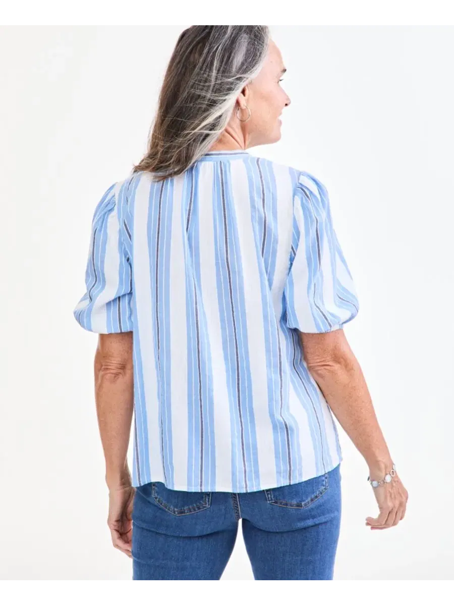 Блуза с рукавом до локтя и вышивкой Style & Co, Stripe Peri — изображение 3 из 3