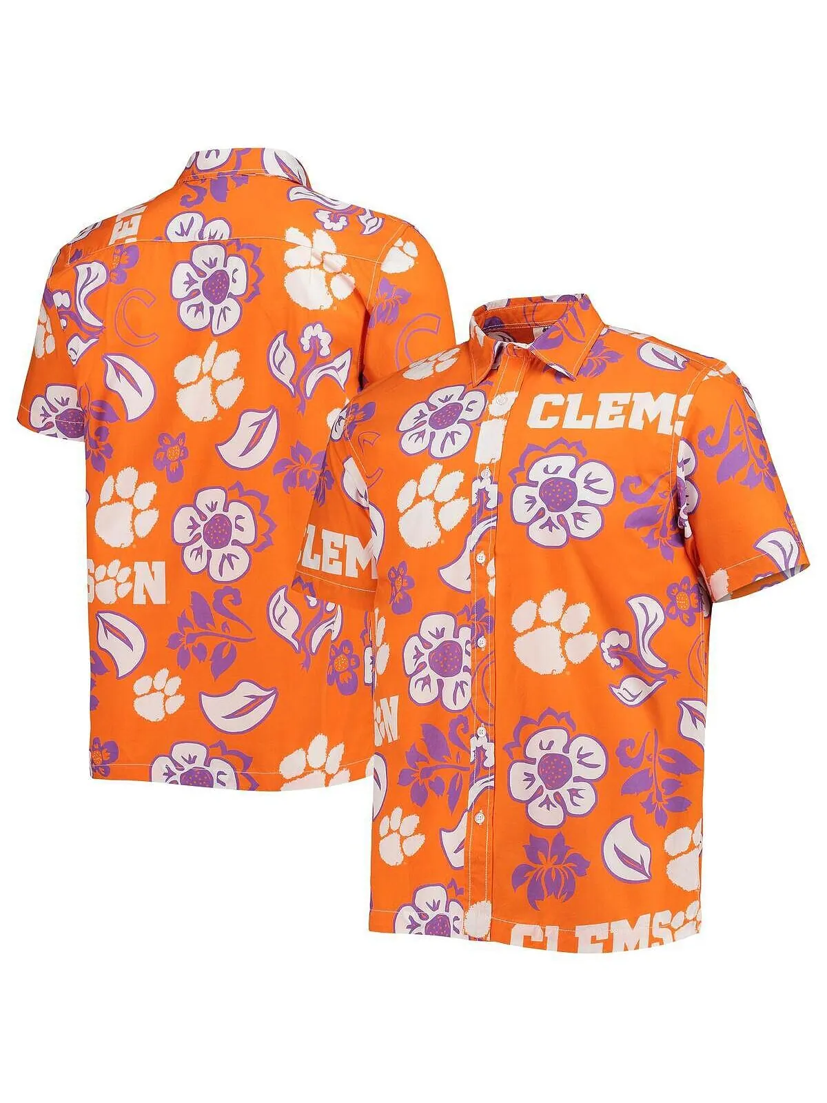 Мужская оранжевая рубашка clemson tigers с цветочным принтом на пуговицах Wes & Willy — оранжевый
