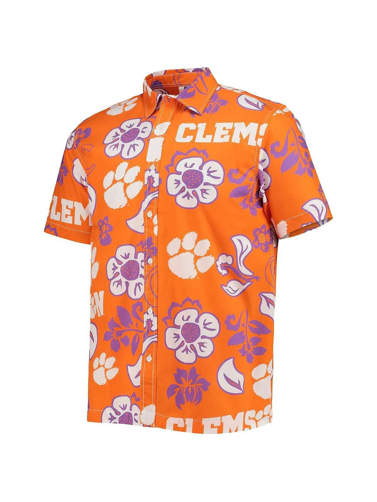 Мужская оранжевая рубашка clemson tigers с цветочным принтом на пуговицах Wes & Willy — изображение 2 из 3, оранжевый