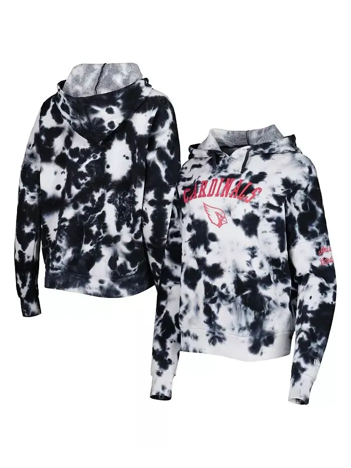Женская черная флисовая толстовка с капюшоном Arizona Cardinals Cloud Dye New Era