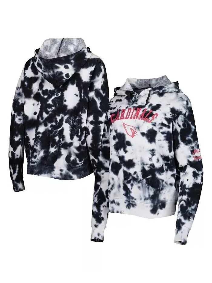Женская черная флисовая толстовка с капюшоном Arizona Cardinals Cloud Dye New Era — изображение 2 из 3