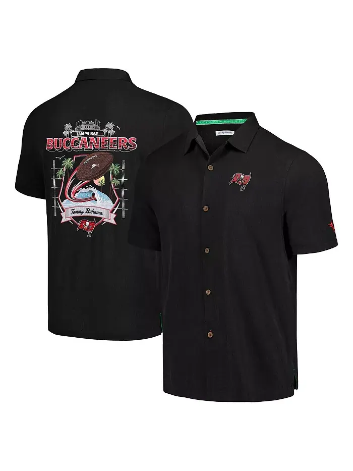 Мужская черная рубашка на пуговицах Tampa Bay Buccaneers Tidal Kickoff Camp Tommy Bahama