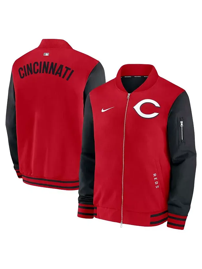 Мужская красно-черная бейсбольная куртка Cincinnati Reds Authentic Collection Dugout с молнией по