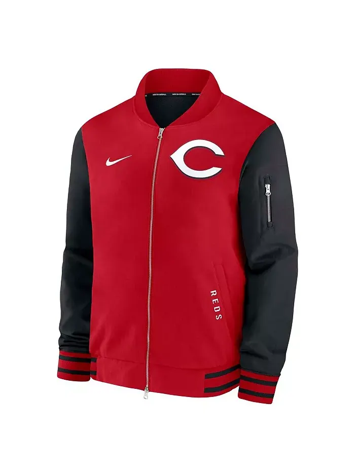 Мужская красно-черная бейсбольная куртка Cincinnati Reds Authentic Collection Dugout с молнией по — изображение 2 из 3