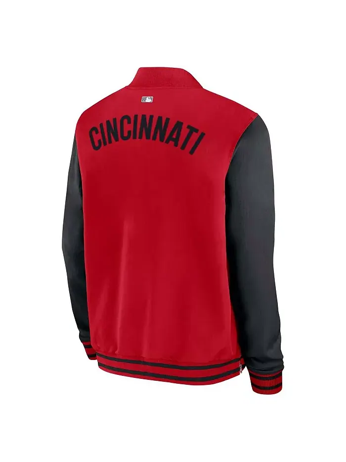 Мужская красно-черная бейсбольная куртка Cincinnati Reds Authentic Collection Dugout с молнией по — изображение 3 из 3