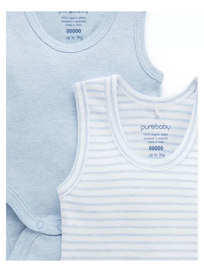 Боди для мальчиков из ребристой ткани, 2 шт Purebaby — изображение 2 из 4
