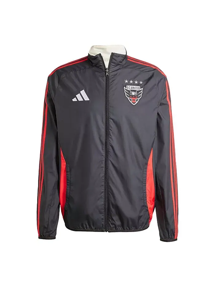 Мужская черно-белая реверсивная куртка на молнии D.C. United 2025 Anthem adidas