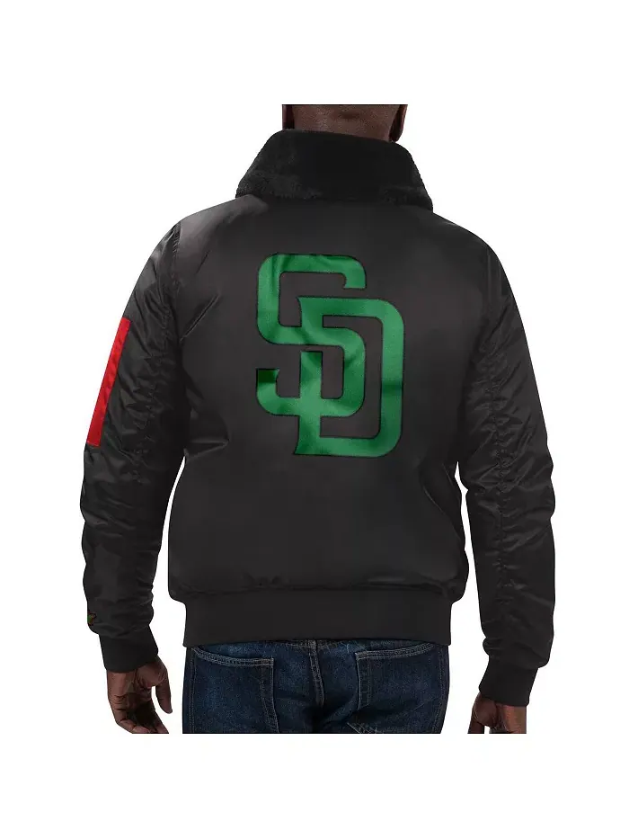 Мужская куртка с полной застежкой-молнией из сатина x Ty Mopkins Black San Diego Padres Black — изображение 2 из 3