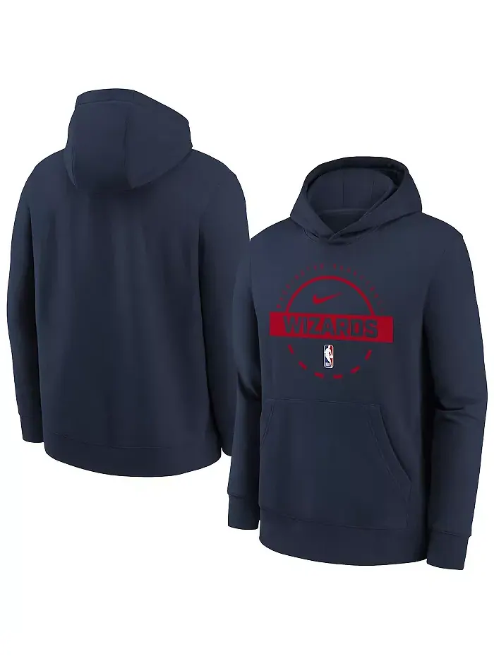 Большие мальчики и девочки Navy Washington Wizards 2025/26 Club Fleece Practice Hoodie Nike