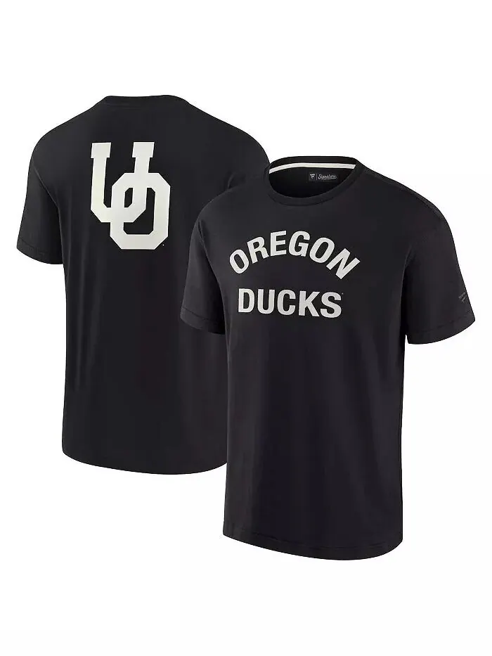 Мужская и женская черная футболка Oregon Ducks Super Soft с коротким рукавом Fanatics Signature — изображение 1 из 3