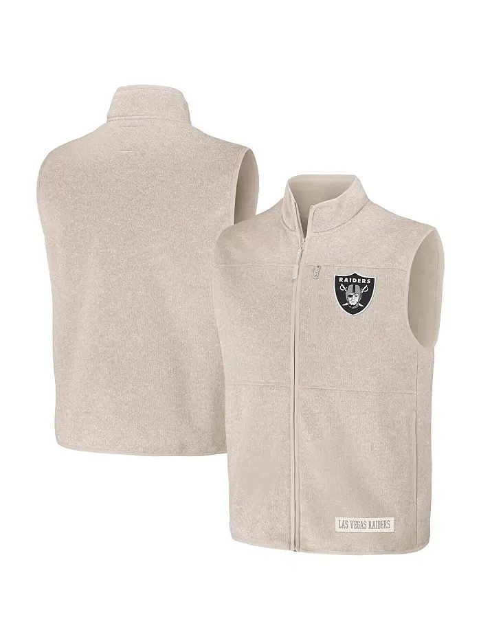 Мужская коллекция NFL x Darius Rucker от Oatmeal Las Vegas Raiders, жилет-свитер на молнии Fanatics