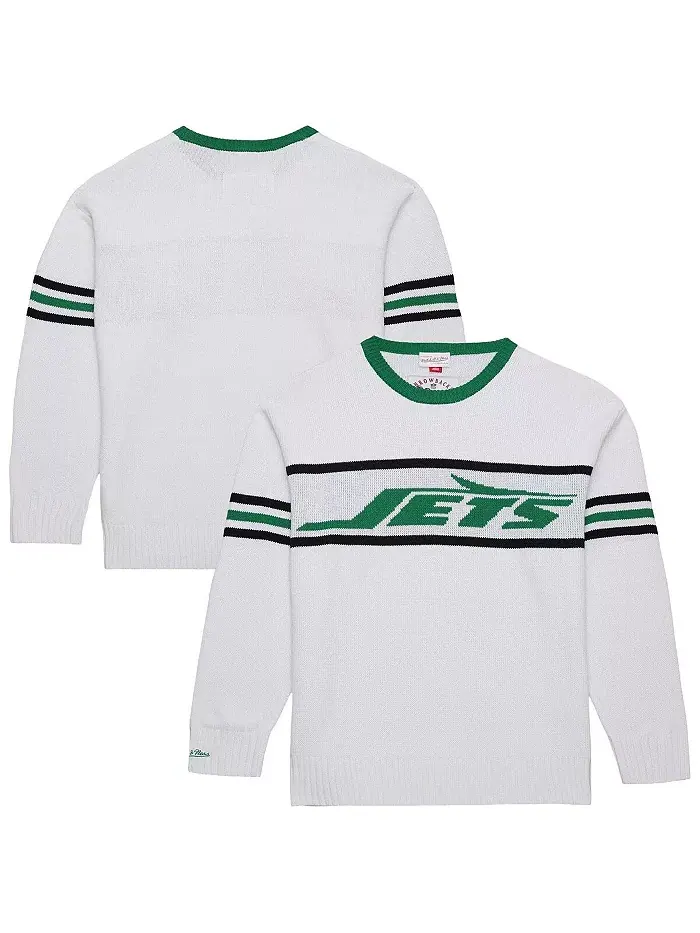 Мужской белый свитер New York Jets Throwback 1984 Mitchell & Ness