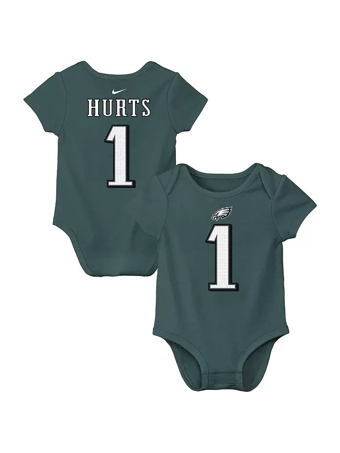 Боди для мальчиков и девочек Midnight Green с именем и номером игрока Jalen Hurts Philadelphia