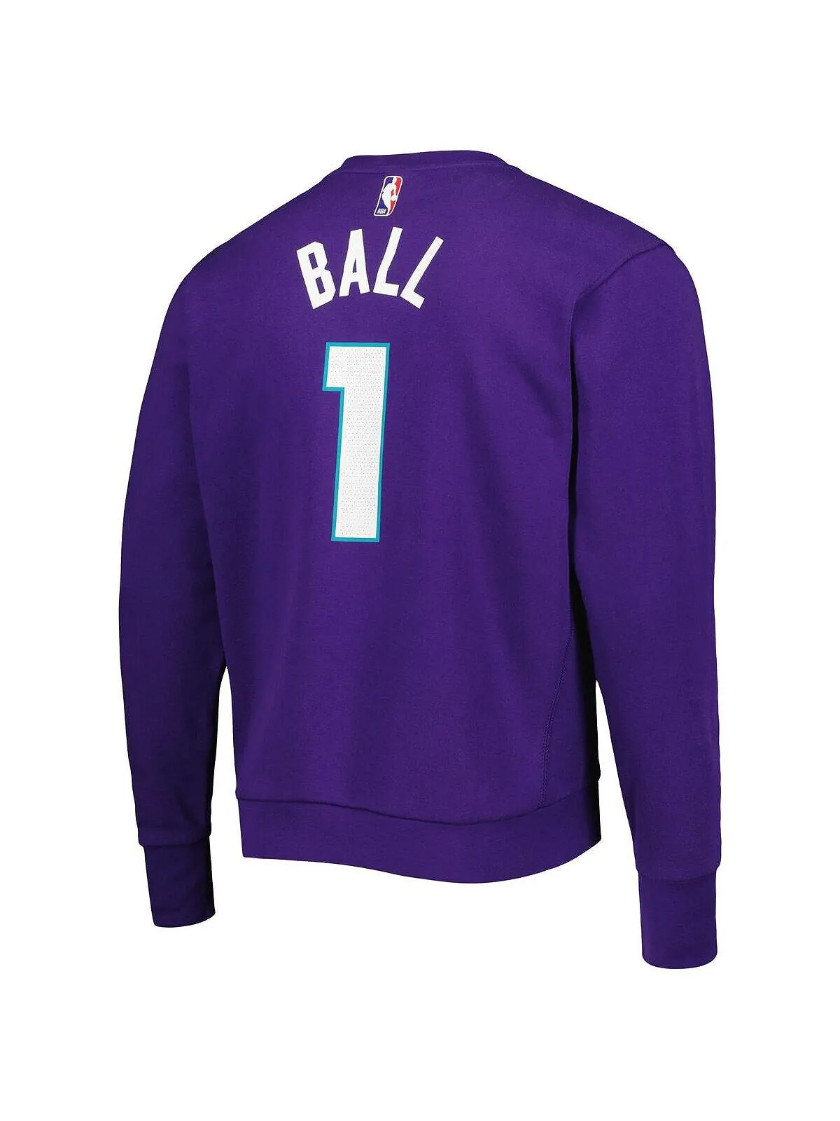 Мужская брендовая толстовка lamelo ball purple charlotte hornets с именем и номером Jordan — изображение 2 из 3, фиолетовый