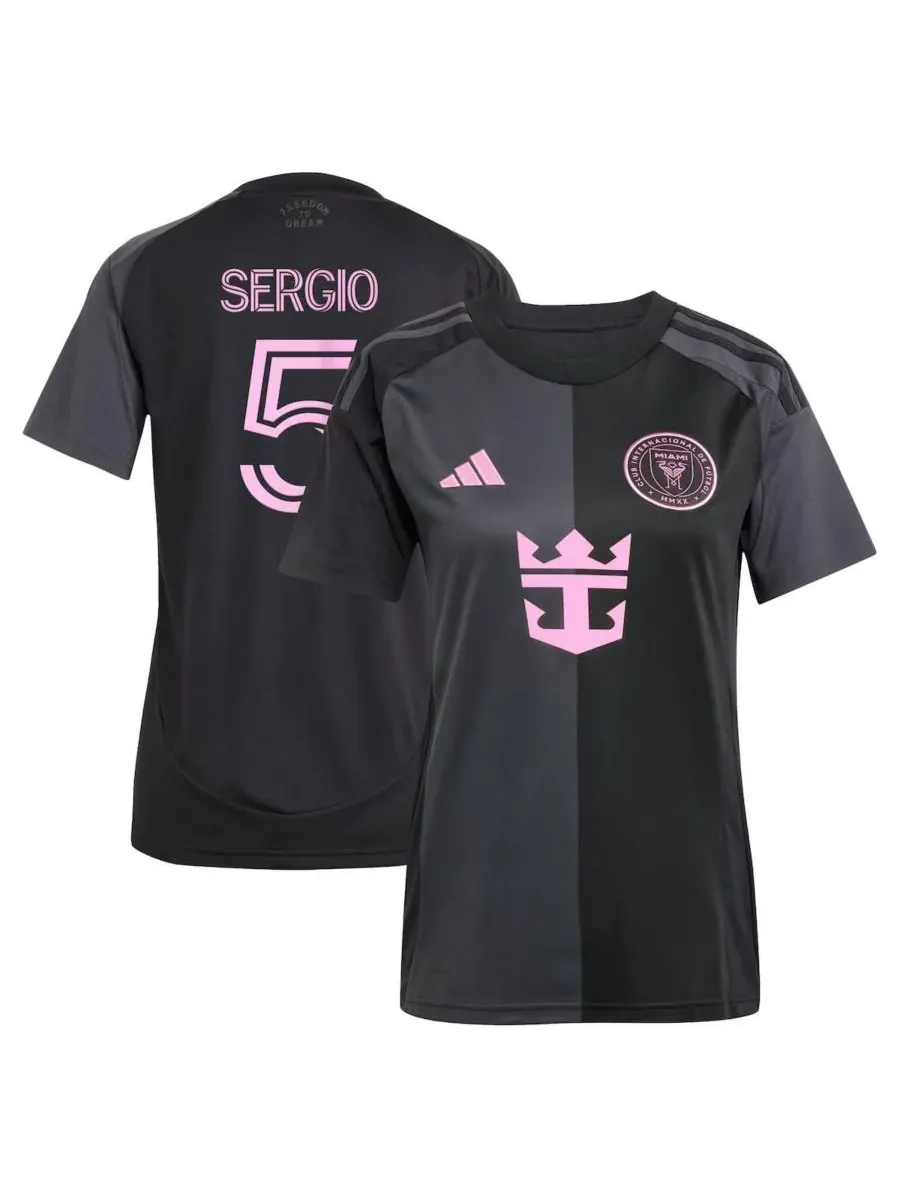 Adidas Женская черная футболка-реплика Серхио Бускетса Inter Miami CF 2025 The Fortitude Kit