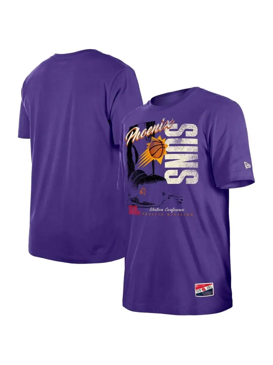 New Era Мужская фиолетовая футболка Phoenix Suns в винтажном стиле с эффектом потертости