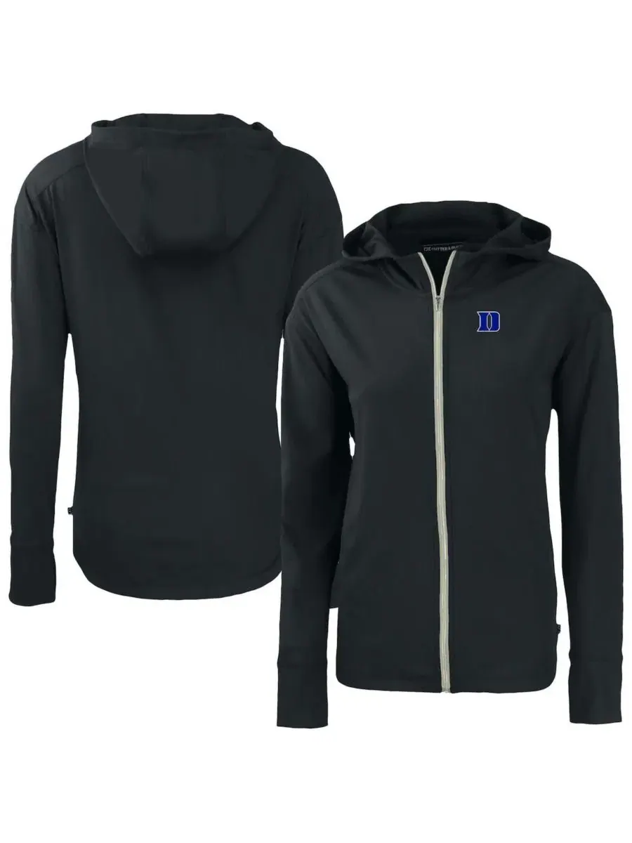 Женская черная толстовка на молнии Duke Blue Devils Daybreak Eco Cutter & Buck
