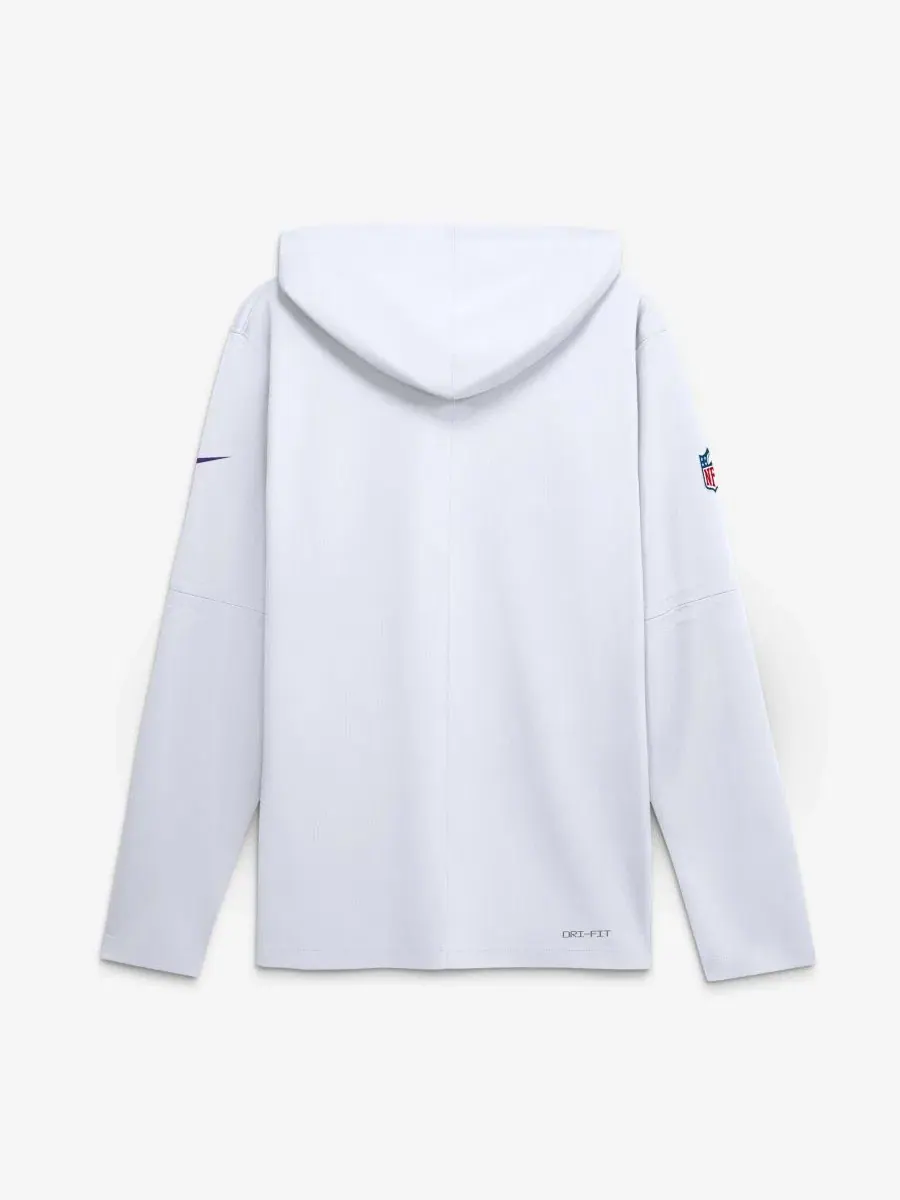Лонгслив с капюшоном с съемными рукавами Minnesota Vikings Sideline Lightweight Nike — изображение 2 из 2, белый фиолетовый