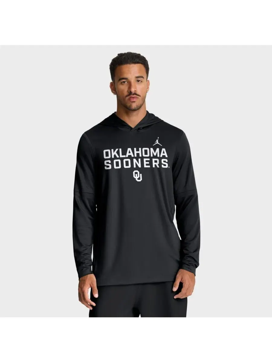Футболка-худи с длинным рукавом Oklahoma Sooners 2025 Sideline Performance Jordan