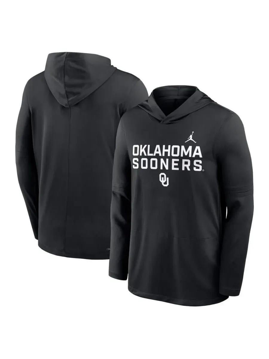 Футболка-худи с длинным рукавом Oklahoma Sooners 2025 Sideline Performance Jordan — изображение 3 из 5, черный