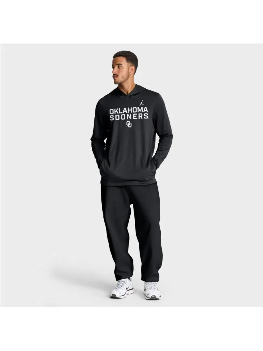 Футболка-худи с длинным рукавом Oklahoma Sooners 2025 Sideline Performance Jordan — изображение 5 из 5, черный