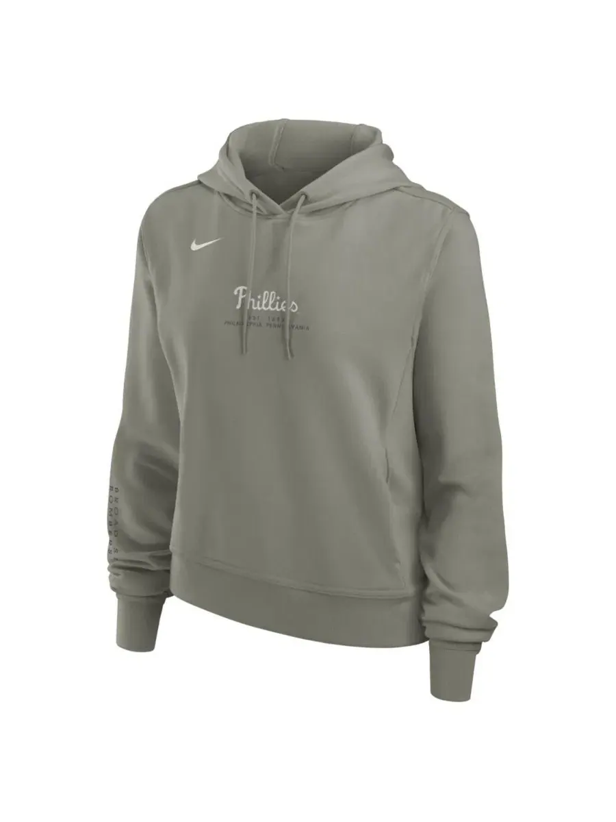 Худи с капюшоном из футера с вышивкой Philadelphia Phillies One Tri-Blend Dri-FIT Nike — изображение 2 из 3, оливковый