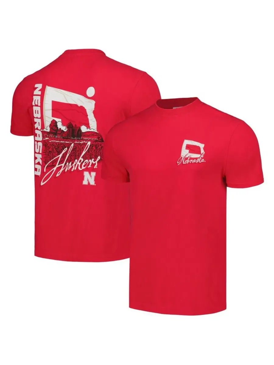 Футболка с принтом Nebraska Huskers Hyper Local Farming Flag Skyline Image One