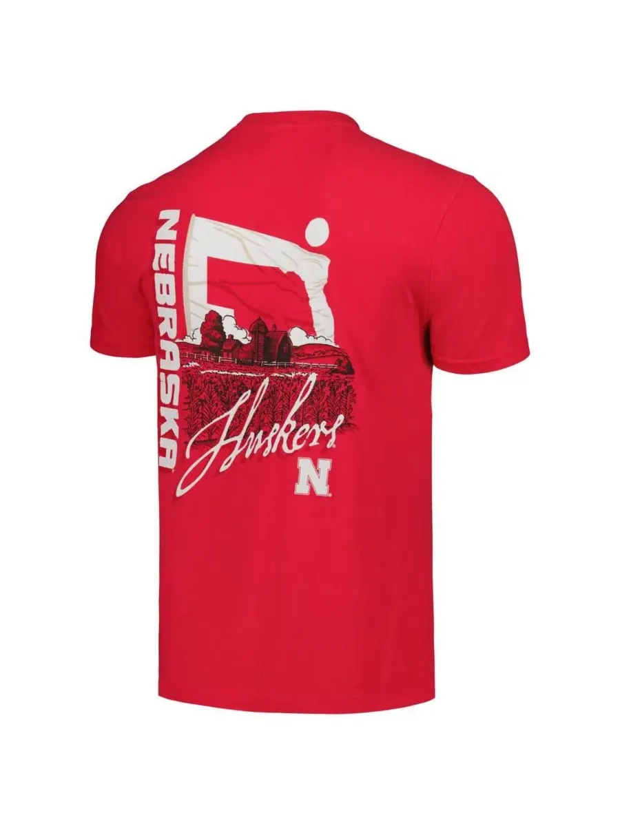 Футболка с принтом Nebraska Huskers Hyper Local Farming Flag Skyline Image One — изображение 2 из 3, алый