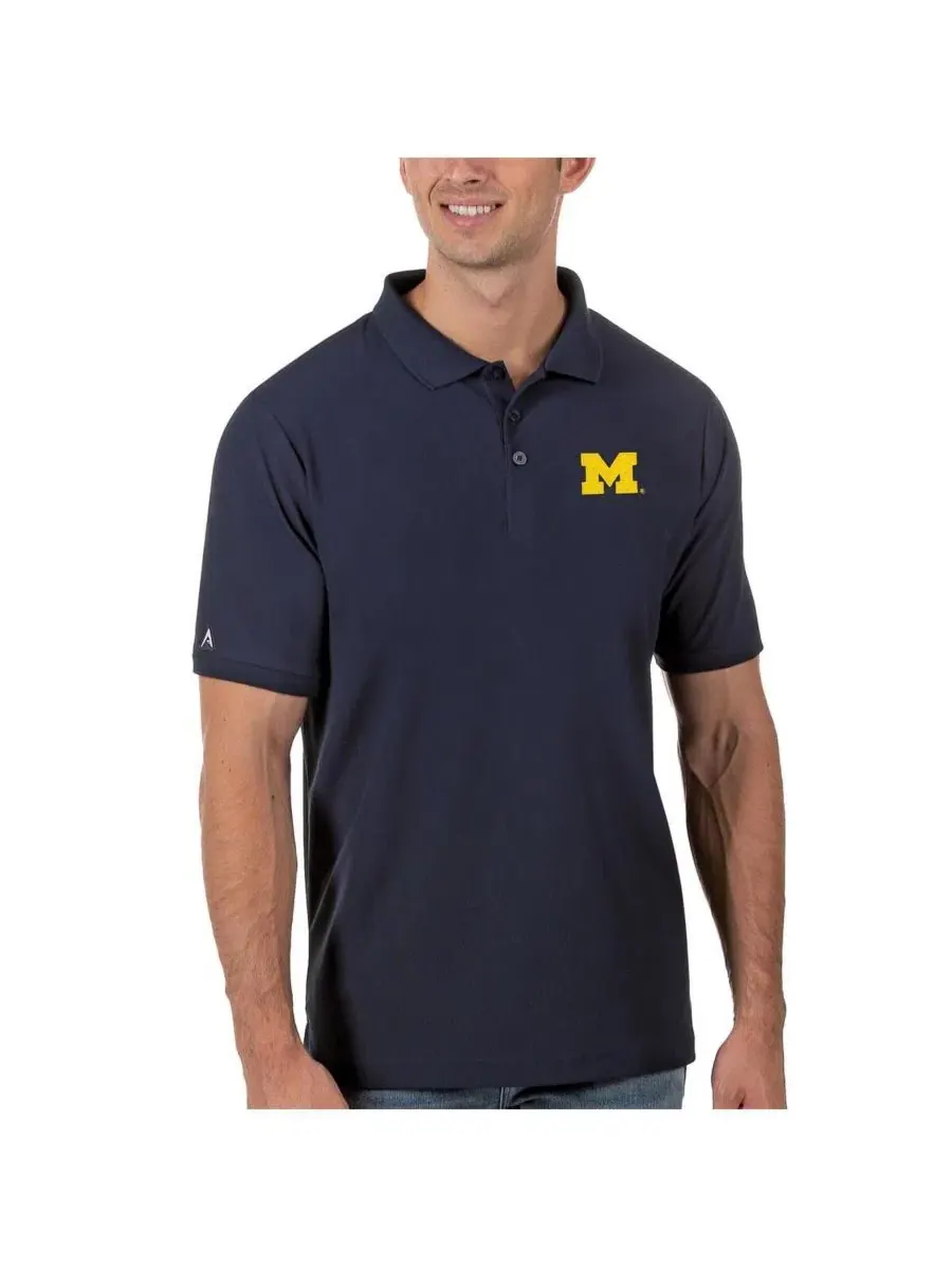 Мужское поло с вышивкой Michigan Wolverines Legacy Pique Antigua