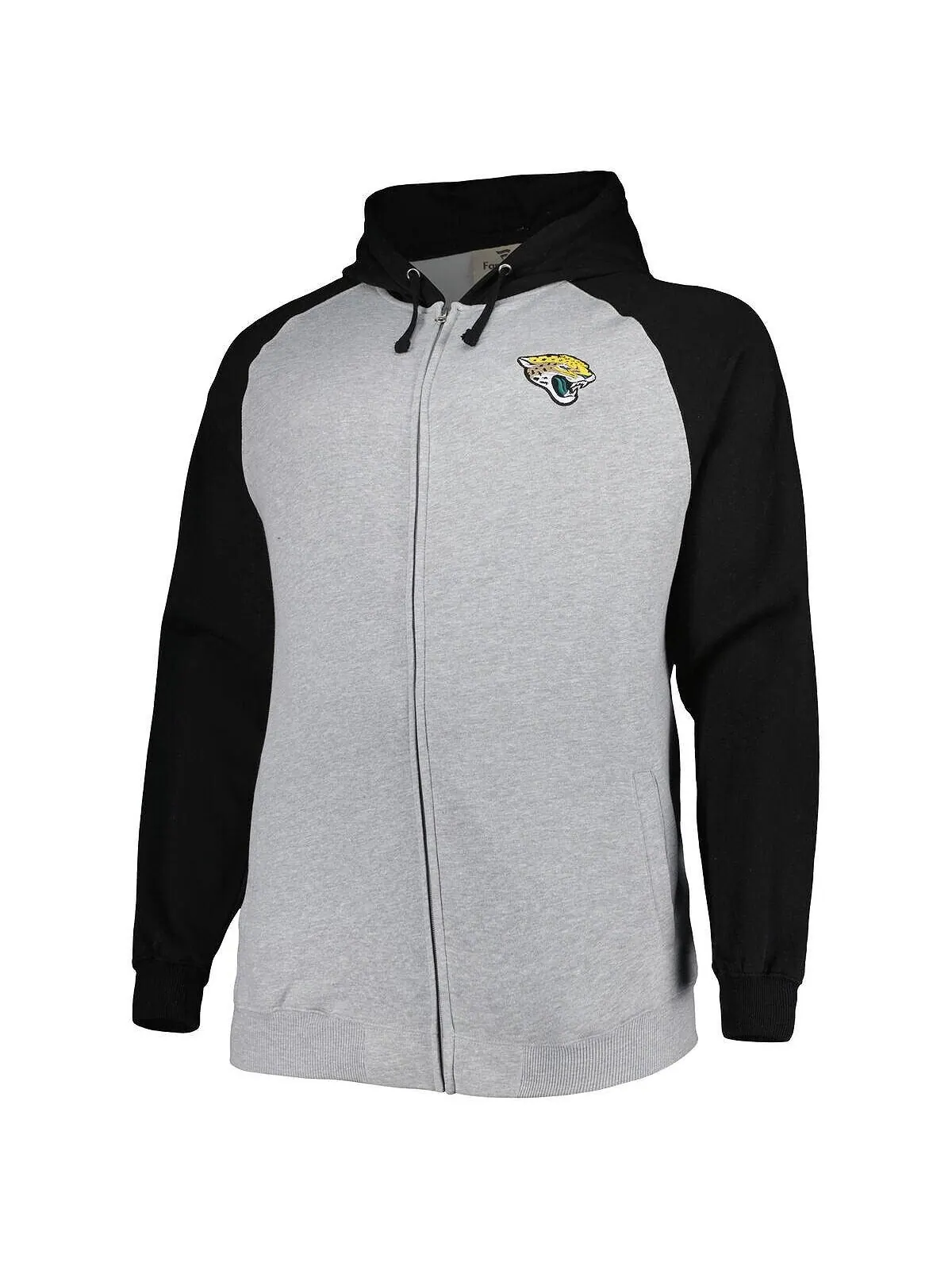 Мужская куртка heather grey jacksonville jaguars big and tall fleece raglan с капюшоном и молнией — изображение 3 из 3, серый