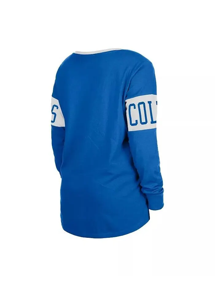 Женская синяя футболка с длинными рукавами и вырезом на шнуровке Indianapolis Colts New Era — изображение 3 из 4