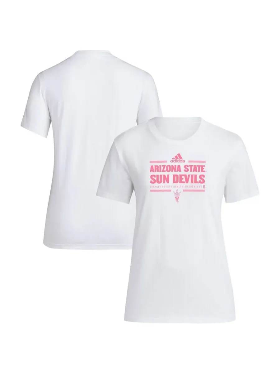 Adidas Женская белая футболка Arizona State Sun Devils 2024, посвященная повышению осведомленности