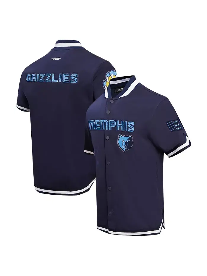 Мужская классическая куртка на молнии Memphis Grizzlies в синем цвете для разминки Pro Standard