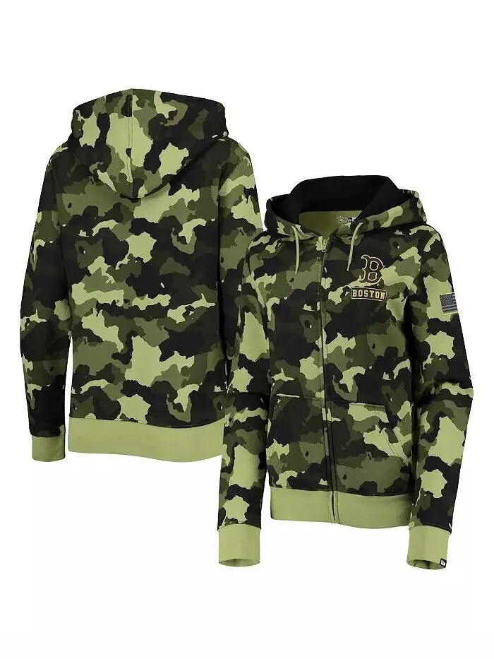 Женская зеленая толстовка с капюшоном Boston Red Sox 2022 MLB Armed Forces Day Camo с — изображение 2 из 5